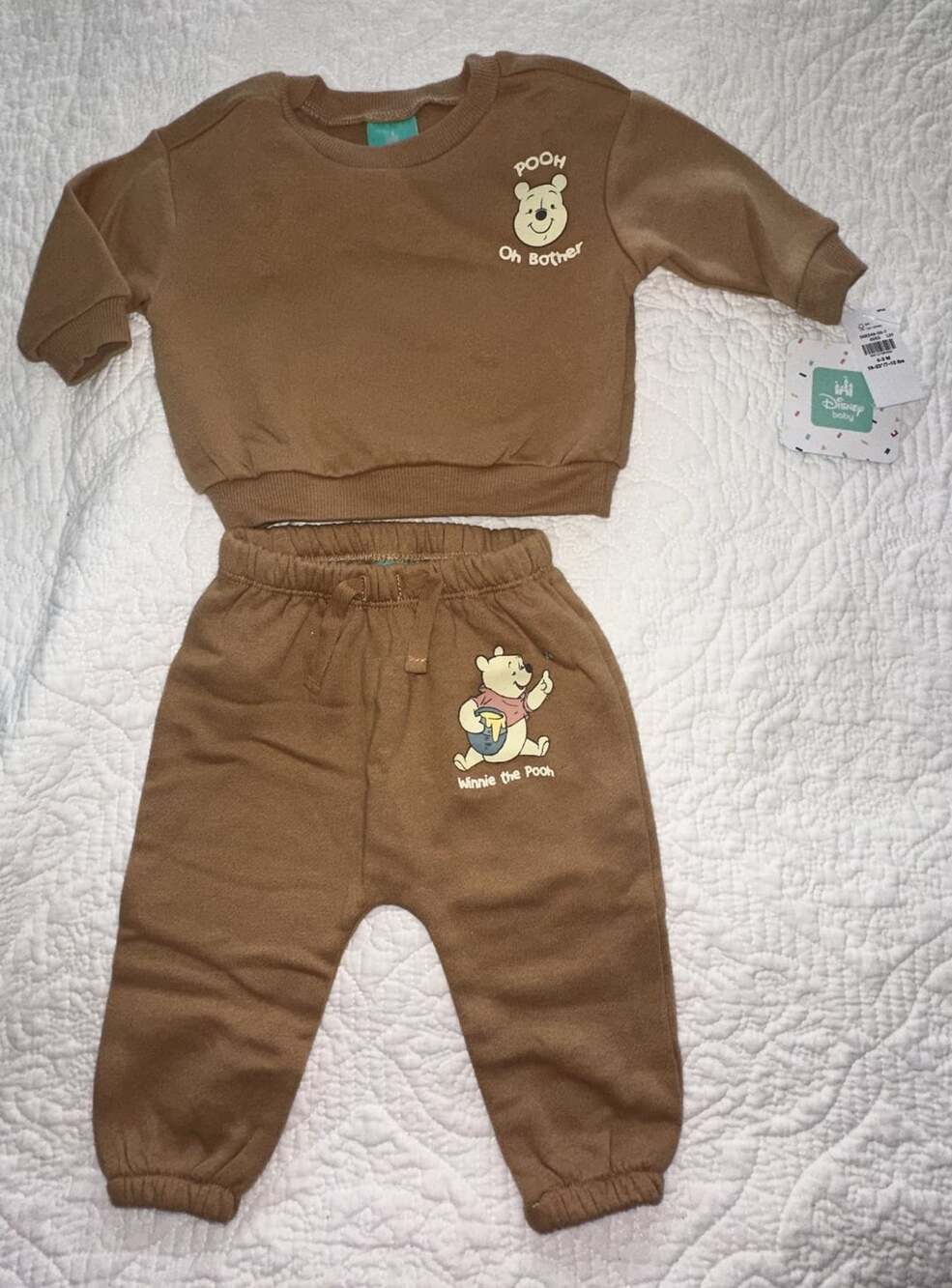 NWT Disney Baby Winnie the Pooh Oh Bother Brown Sweatshirt and Jogger Pants Set